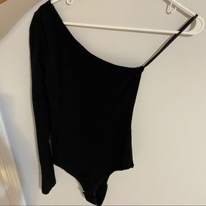 One shoulder bodysuit.